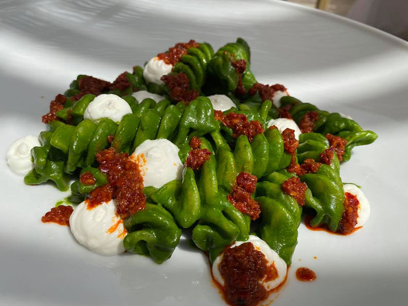 Fusillone con crema di broccoli lattica e nduja