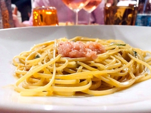 La Locanda dei Camini. Botrugno (Le)-Spaghetti con battuto di gamberi rossi