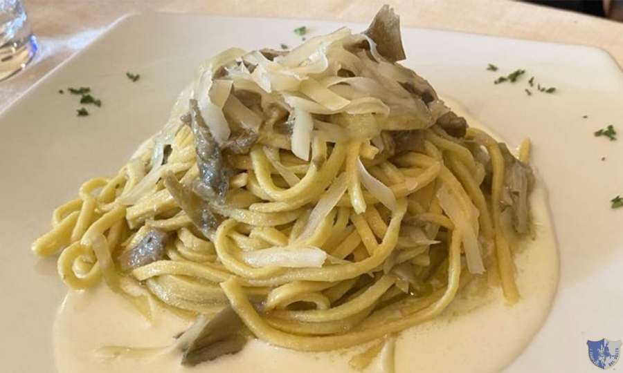 Ristorante Olmicello. Oratino - Crioli con carciofi su fonduta di caciocavallo